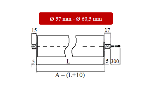 schémas dimensions des rouleaux motorisés de diamètre 57 mm ou 60,5 mm - MSI France